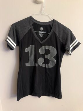 Disney Parks Haunted Mansion 13 THirteen Jersey T-Shirt Women's Small Black Gray